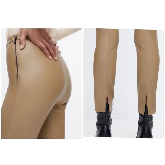 Zara high waist faux leather leggings with side zipper - Picture 2 of 4